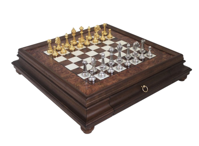 Xadrez exclusivo Italfama de metal dourado 53x53 cm com possibilidade de gravação personalizada