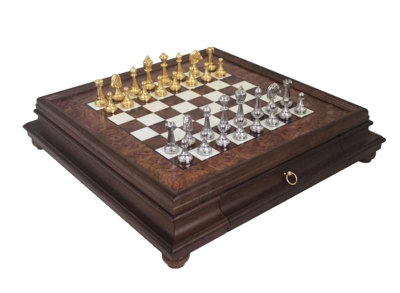 Xadrez exclusivo Italfama de metal dourado 53x53 cm com possibilidade de gravação personalizada