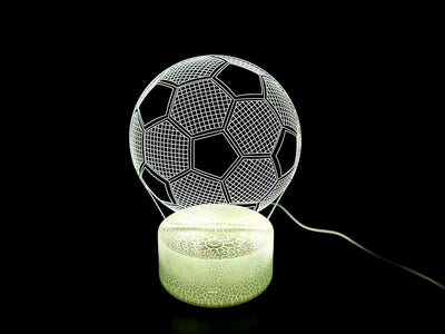Candeeiro de noite Bola com possibilidade de personalização por gravação - Presente ideal para amantes de futebol - 17 cm de altura - 3 cores à escolha - Alimentação por USB ou 3 pilhas AAA