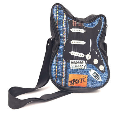 Mala de ombro em forma de guitarra Let’s Rock RBG-019 com possibilidade de personalização por gravação, impermeável, ideal para presente para músico, PVC 100% e poliéster, dimensões 34 x 23 x 5 cm