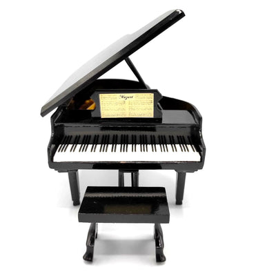 Mini piano com possibilidade de personalização por gravação, preto, feito à mão em balsa, escala 1:10, ideal para presente para pianistas e amantes de música, altura 8 cm