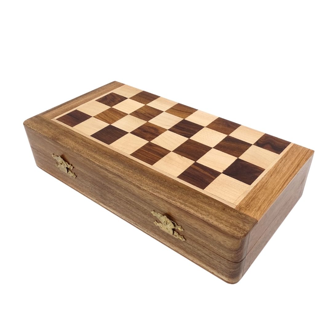 Xadrez magnético de madeira 30x30 cm dobrável G614 com gravação