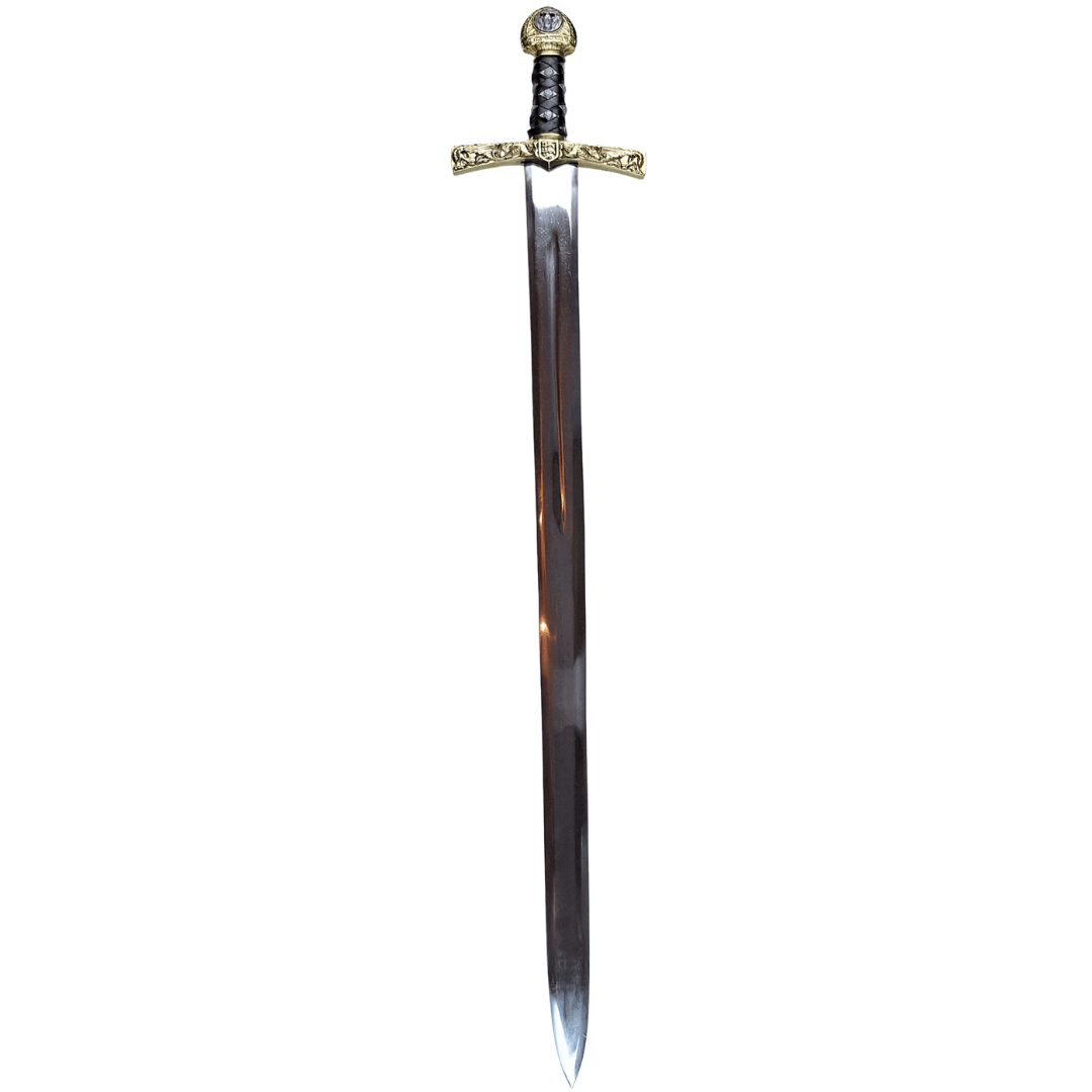 Réplica da Espada Excalibur do Rei Artur com Gravação – 98,5 cm, Lâmina de Aço, Empunhadura de Latão