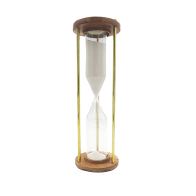 Ampulheta de latão e madeira, 30 min, personalizável com gravação — um presente elegante para qualquer ocasião, 30,5 cm de altura, areia branca, materiais clássicos
