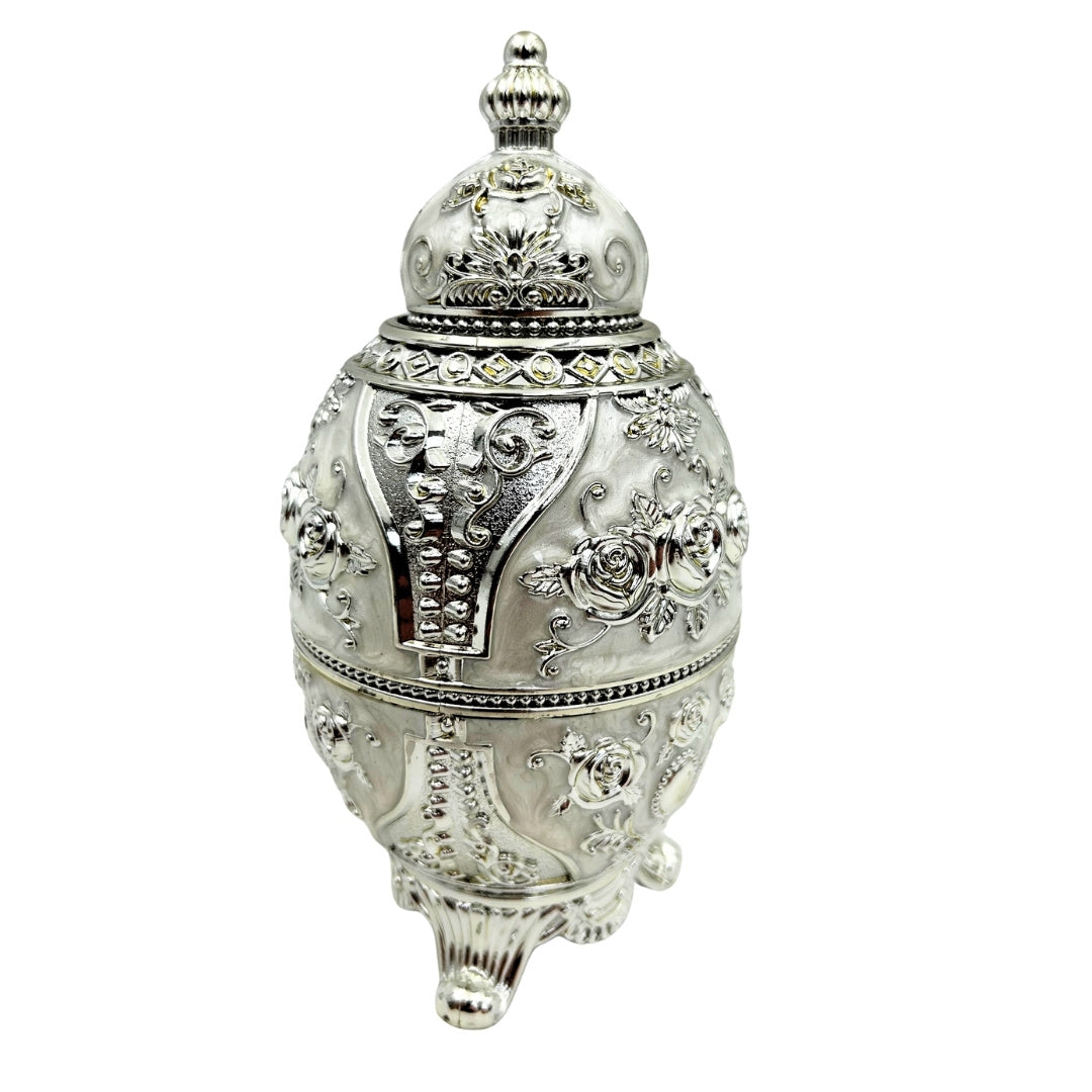 Ovo Fabergé Prateado Abrível com Possibilidade de Gravação