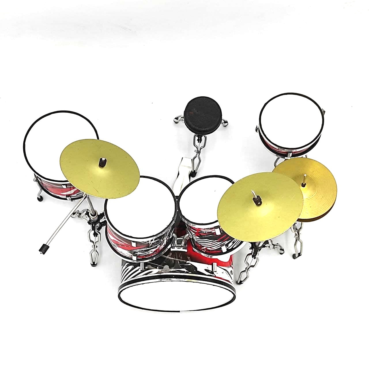 Mini bateria colecionável MDR-0312 com possibilidade de personalização por gravação, metal e plástico, altura 15 cm, presente ideal para fã de música