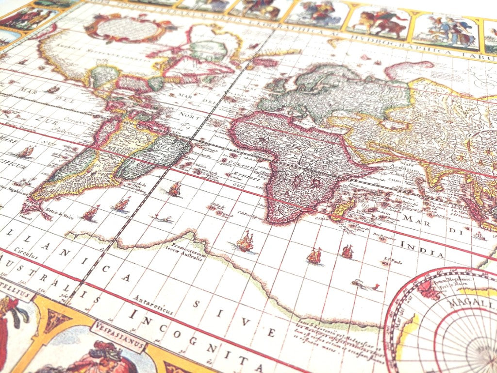 Mapa-múndi Piscator 1652 com possibilidade de personalização por gravação