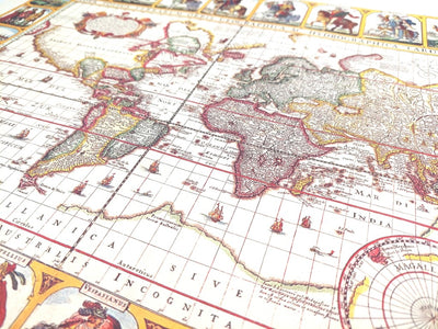 Mapa-múndi Piscator 1652 com possibilidade de personalização por gravação