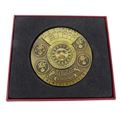 Calendário Perpétuo Renascentista com Gravação - Presente Personalizado para os Anos 1600-2799, Decoração Elegante para Escritório, Diâmetro 9 cm, Estilo Renascentista