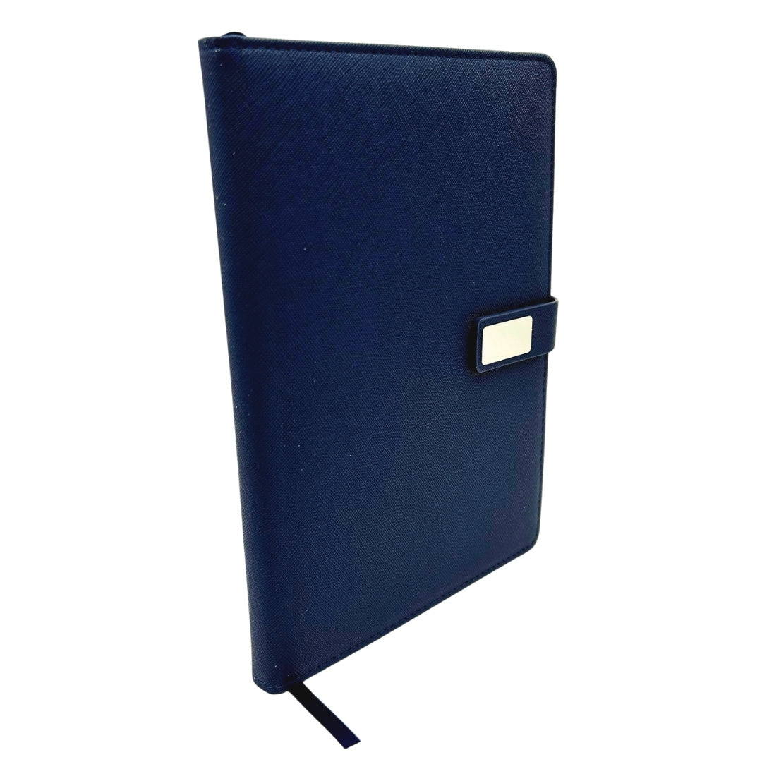 Caderno de Pele Azul Escuro Elegante A5 com Caneta e Gravação Personalizada em Caixa de Presente