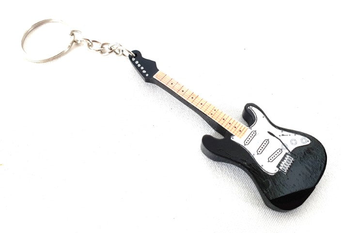 Brelok do kluczy gitara elektryczna czarna z drewna z możliwością personalizacji grawerem