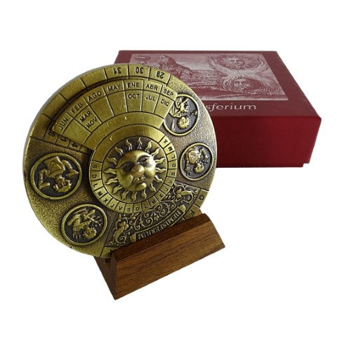 Calendário Perpétuo Renascentista com Gravação - Presente Personalizado para os Anos 1600-2799, Decoração Elegante para Escritório, Diâmetro 9 cm, Estilo Renascentista