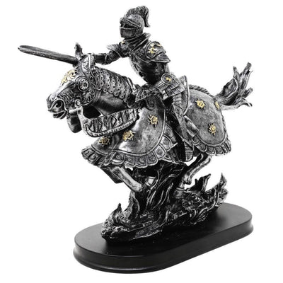 Figura Cavaleiro a Cavalo 31 cm – Polyresina Pintada à Mão com Possibilidade de Personalização por Gravação