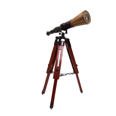 Luneta de Latão em Tripé com Possibilidade de Personalização por Gravação - Elemento Decorativo Elegante para Presente, Altura Regulável até 30 cm