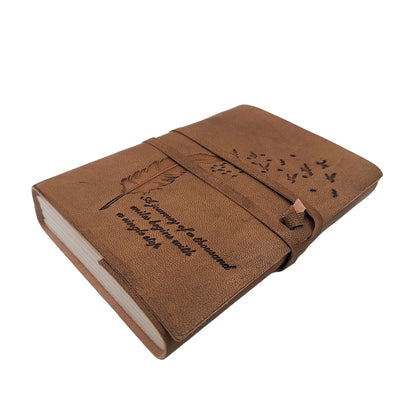 Caderno de pele retro com inscrição 200 páginas