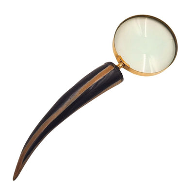 Lupa de Leitura Retro Elegante com Armação de Latão e Cabo de Chifre de Búfalo - Gravação Personalizada - Presente Ideal para Sénior - Lente de Ampliação de Alta Qualidade 3,5x em Estilo Vintage