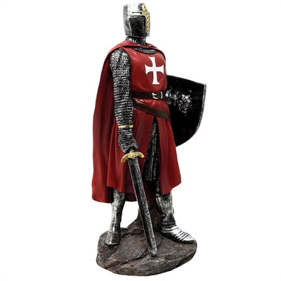 Figura de cavaleiro cruzado em polyresina, com 30 cm e possibilidade de personalização por gravação