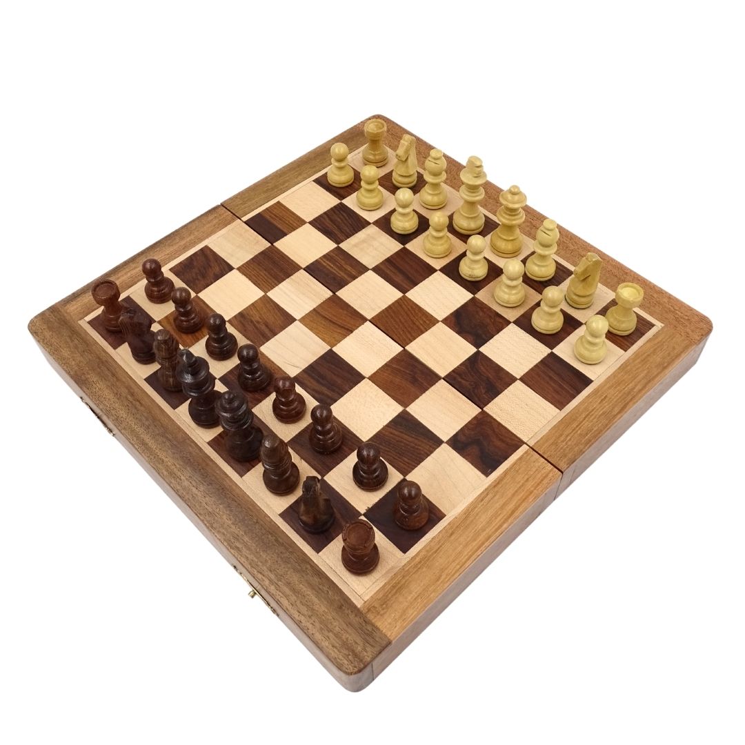 Xadrez magnético de madeira 30x30 cm dobrável G614 com gravação
