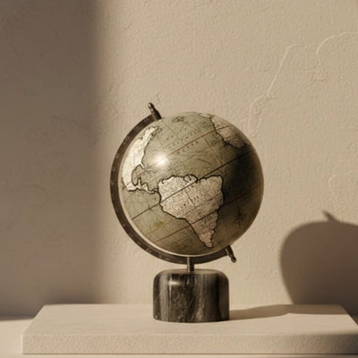 Globo decorativo em base de pedra 30cm com possibilidade de personalização com gravação - Presente elegante em tons de cinza e pedra preta