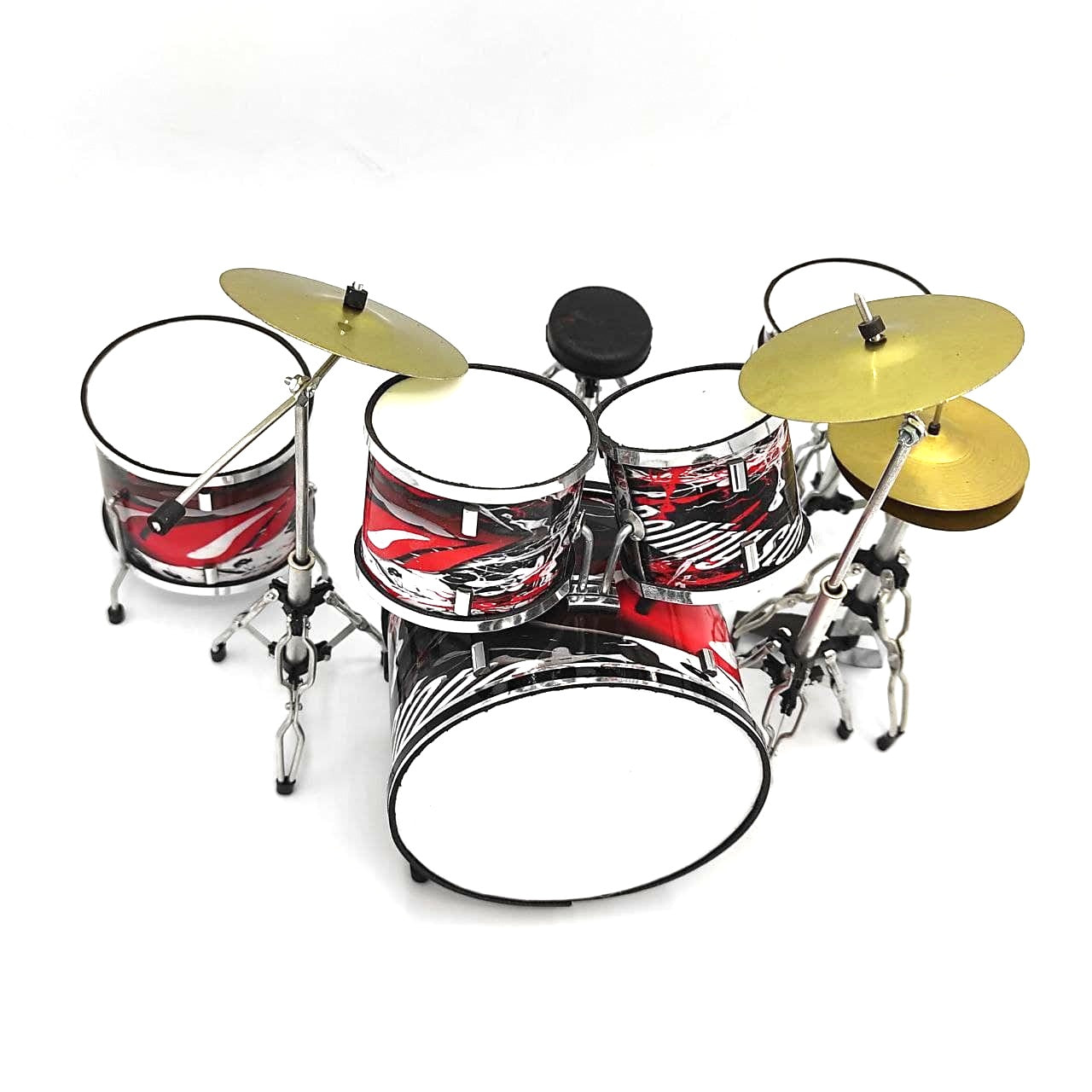 Mini bateria colecionável MDR-0312 com possibilidade de personalização por gravação, metal e plástico, altura 15 cm, presente ideal para fã de música
