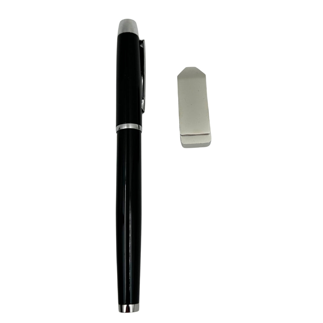 Conjunto de Presente Premium Elegante com Personalização – Caderno de Couro A5, Caneta e Pen Drive 16GB em Estojo Preto e Dourado