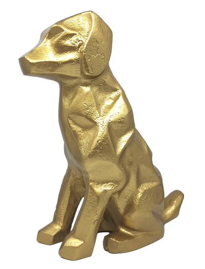 Estatueta decorativa dourada Cão DOG2 com possibilidade de personalização por gravação