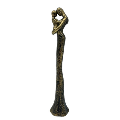 Estatueta moderna Mãe com Filho em dourado com gravação personalizada - Altura 27 cm - Presente ideal para o Dia da Mãe, aniversários ou inaugurações - Estilo Glamour com elementos em preto - poliéster