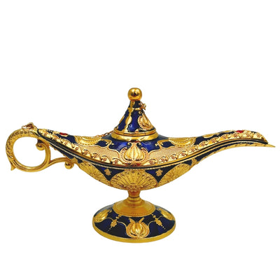 Lâmpada de Aladino LABB com ornamentos metálicos em cor dourada, azul-marinho escuro, 22 x 7 x 11 cm