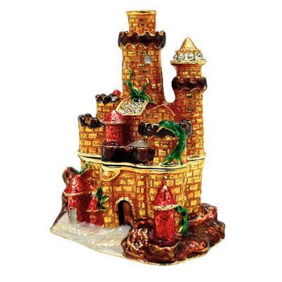 Caixa para Joias Decorada com Cristais em Forma de Castelo com Possibilidade de Gravação Personalizada