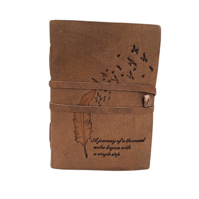 Caderno de pele retro com inscrição 200 páginas
