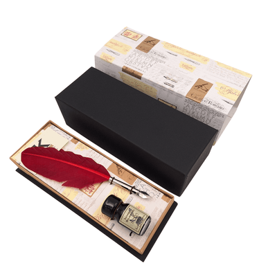 Caneta de ganso bordô para caligrafia com tinta e possibilidade de gravação personalizada