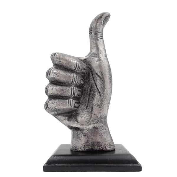 Figura decorativa polegar "OK" em alumínio 20 cm com possibilidade de personalização por gravação