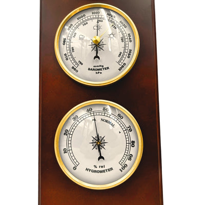 Estação Meteorológica Retro Elegante 36cm com Gravação – Barómetro, Termómetro, Higrómetro em Caixa de Madeira