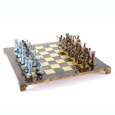 Xadrez em latão Arqueiros 44x44 cm com possibilidade de personalização por gravação - Presente de luxo para amantes de mitologia e estratégia, peças feitas à mão de alta qualidade