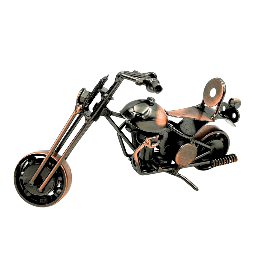 Modelo de mota Chopper M33 com gravação - metálico, cobre-antracite, 15x6x9,5 cm