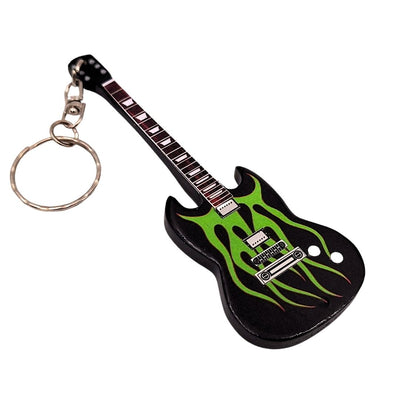 Drewniany Brelok Gitara Metallica Grynch z Możliwością Personalizacji Grawerem - Idealny Prezent dla Fanów Jamesa Hetfielda, Wykonany z Mahoniu, Kolory: Czarny, Zielony, Brązowy, Wymiary 6 x 10 x 0,5 cm