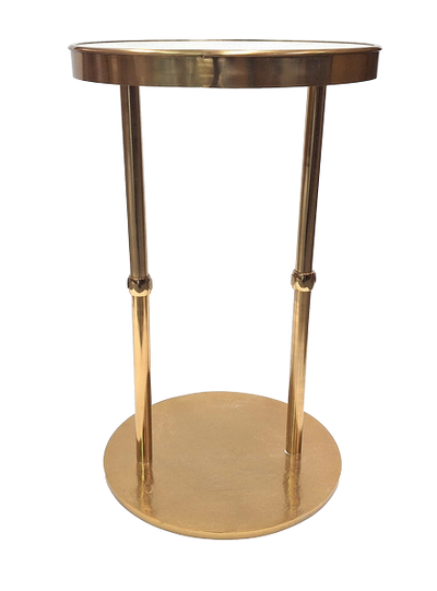 Mesa metálica dourada Glamour com relógio e possibilidade de gravação – decoração elegante 40x40x60 cm para presente