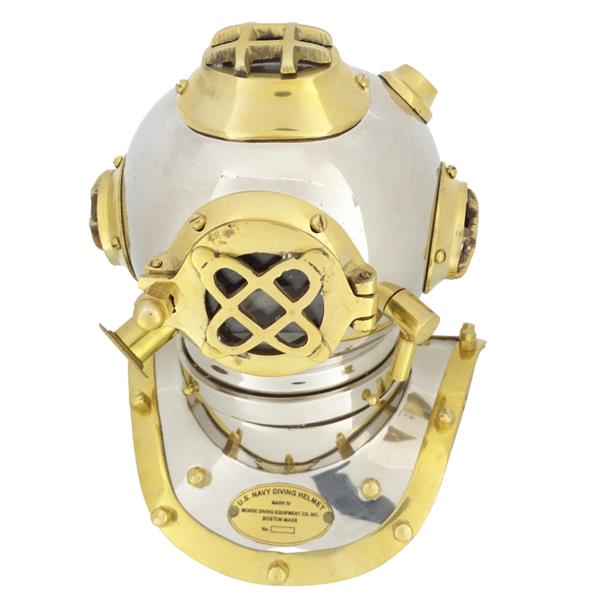 Capacete de Mergulhador em Latão US Navy Mark IV com Possibilidade de Personalização por Gravação - Presente Ideal para Qualquer Ocasião, Altura 20 cm, Réplica Marinha DIVER - DH93