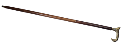 Bengala de Madeira com Cabo Dourado - Dobrável - Presente Elegante com Possibilidade de Personalização com Gravação - 91,5 cm, Castanha com Pegador de Latão