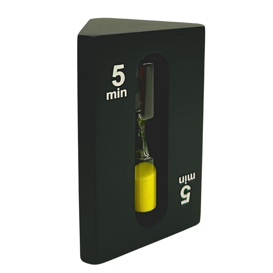 Ampulheta Triangular 1-3-5 minutos Preta com Possibilidade de Gravação