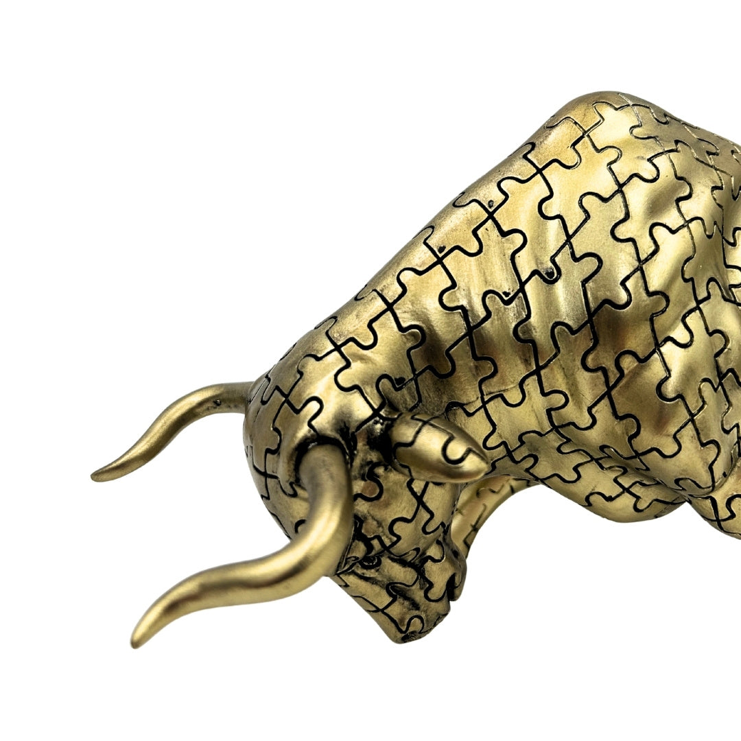 Estatueta decorativa de Touro dourado com possibilidade de gravação - Símbolo elegante de força e riqueza, 33,3 cm, poliéster