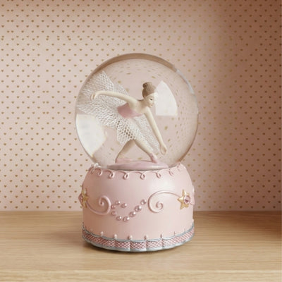 Bailarina a Dançar em Globo de Vidro 12cm com Possibilidade de Personalização por Gravação - Decoração Pastel Elegante para Presente para Amantes de Ballet, Feita em Poliresina e Vidro
