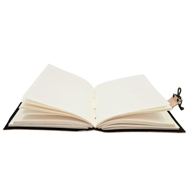 Caderno de Couro Retro com Pedra - Caderno Personalizado com Gravação - Couro de Búfalo, Castanho, 18x13 cm