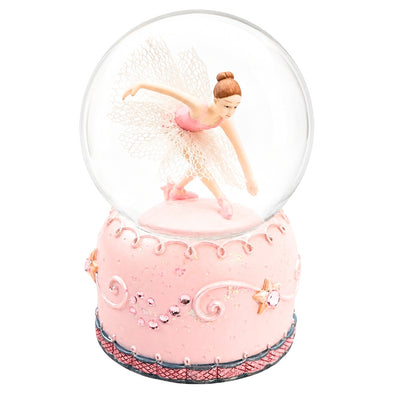 Bailarina a Dançar em Globo de Vidro 12cm com Possibilidade de Personalização por Gravação - Decoração Pastel Elegante para Presente para Amantes de Ballet, Feita em Poliresina e Vidro
