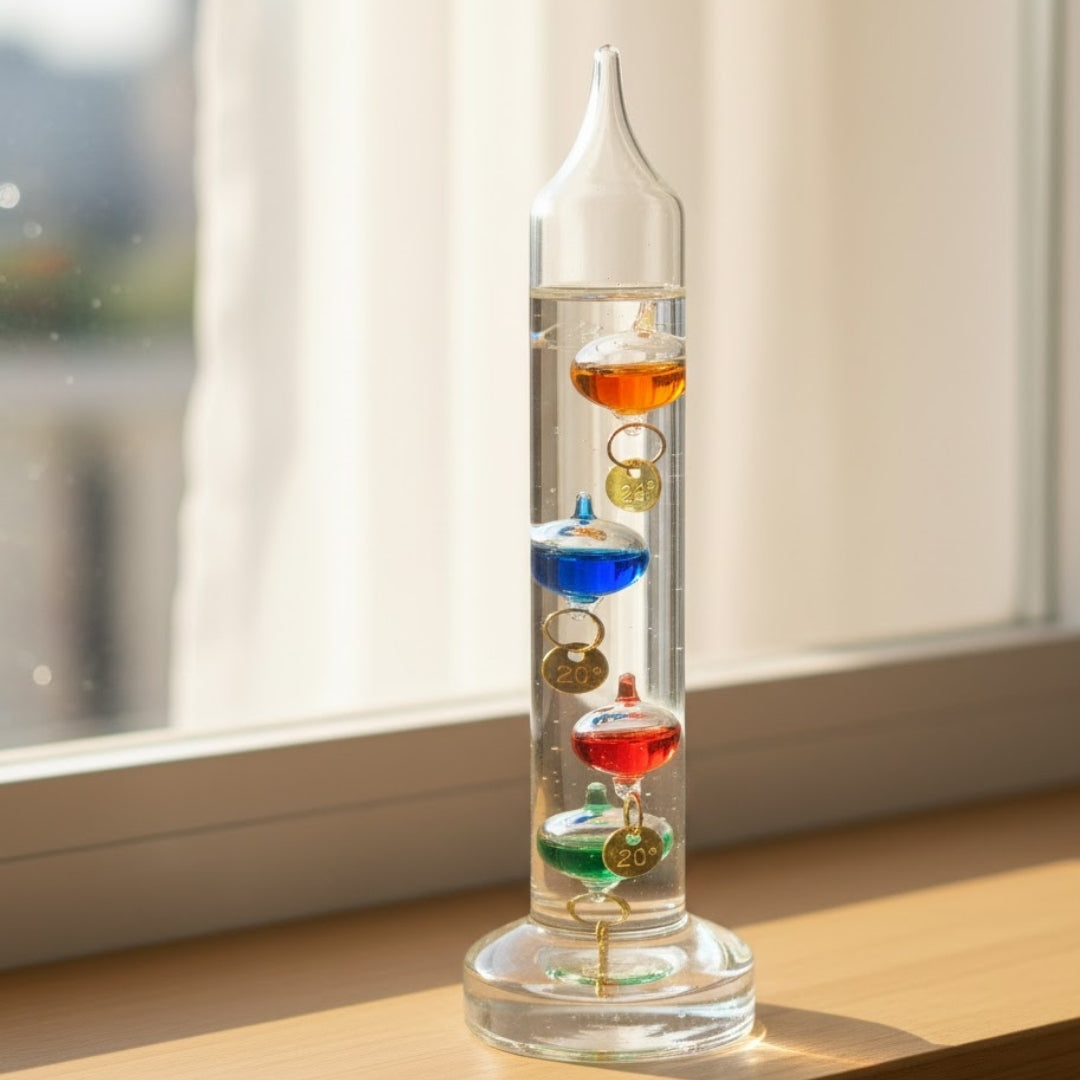 Termómetro de Galileu Galileo com Gravação Personalizada – Decoração Elegante para Interiores em Cor de Vidro