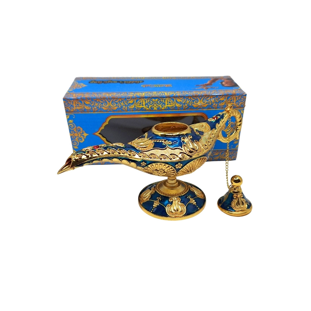 Lâmpada de Aladino LABB com ornamentos metálicos em cor dourada, azul-marinho escuro, 22 x 7 x 11 cm