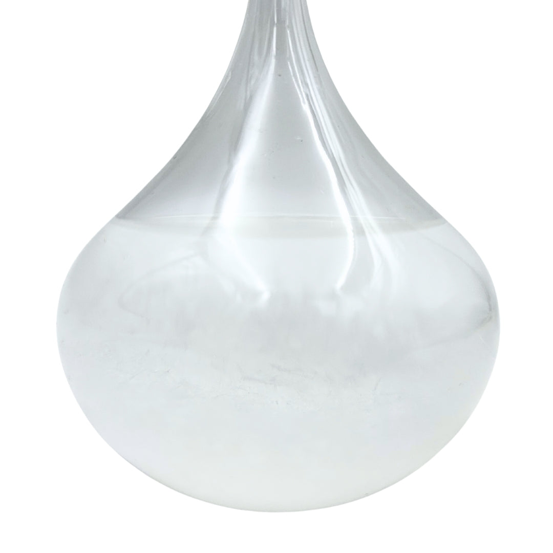 Barómetro de Tempestade Fitzroya - Gota Storm Glass com possibilidade de personalização por gravação - presente elegante em forma de gota, altura 11 cm, recipiente de vidro com cristais únicos que reagem às mudanças do tempo