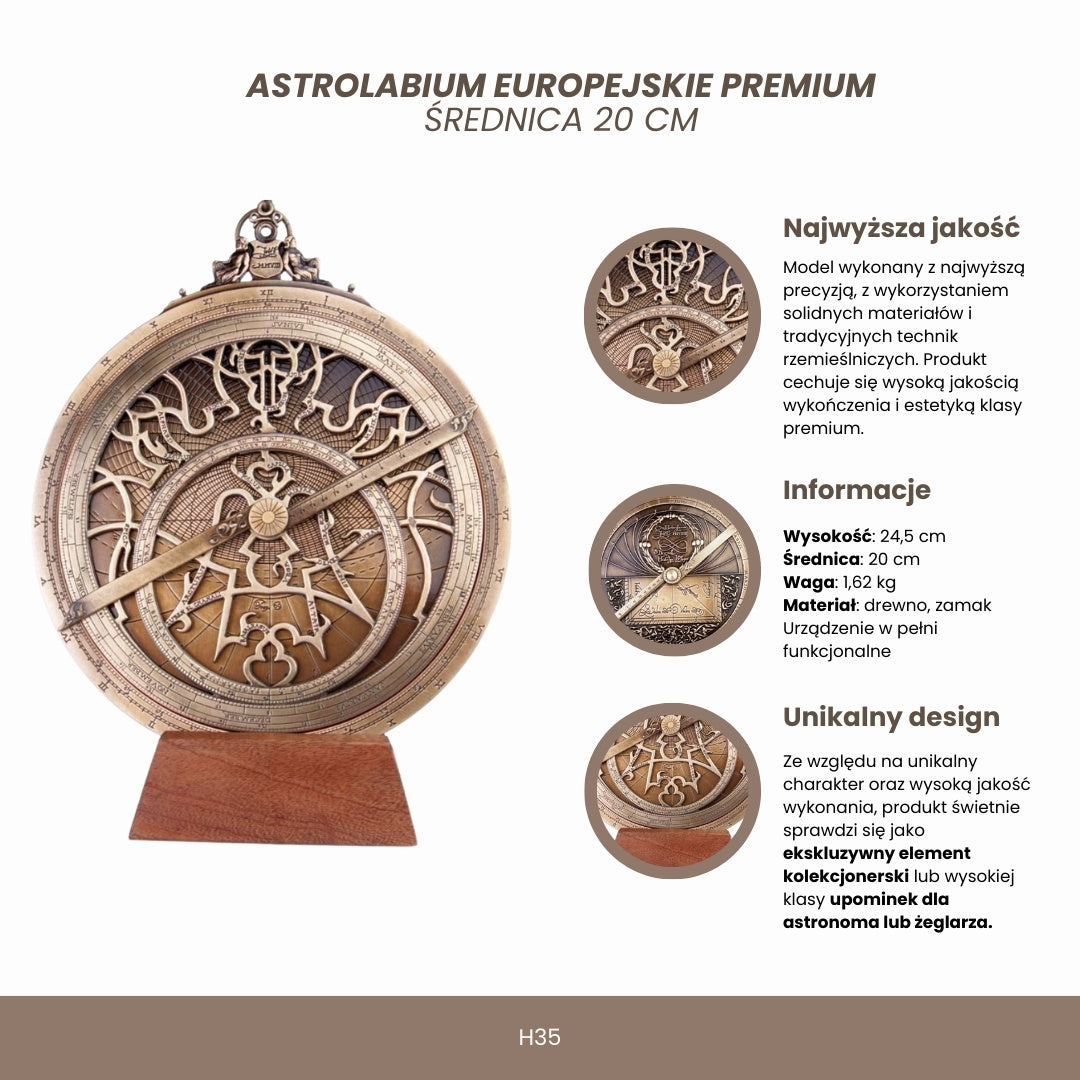 Grande Astrolábio Europeu H35 com gravação