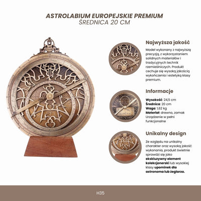Grande Astrolábio Europeu H35 com gravação