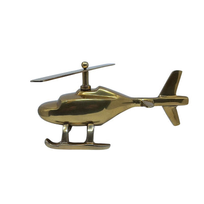 Modelo metálico de helicóptero com possibilidade de gravação personalizada – dourado, 32 cm